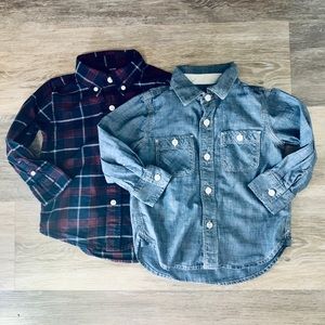 2T Baby Gap Long Sleeved Shirts - Denim | Plaid